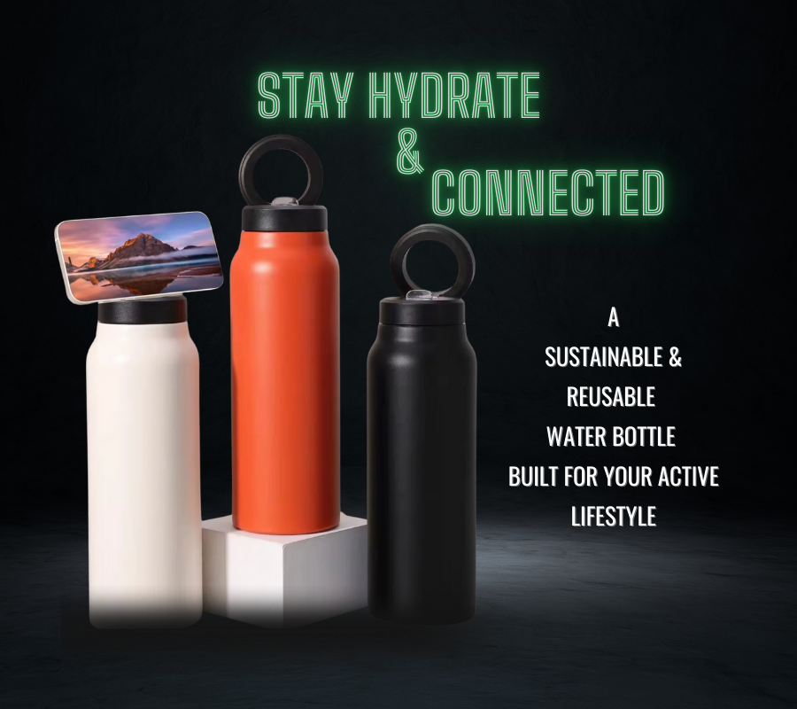 AquaMount™: 24oz (720 ml) Stainless Steel Reusable Water Bottle with MagSafe