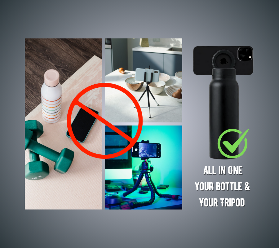 AquaMount™: 24oz (720 ml) Stainless Steel Reusable Water Bottle with MagSafe