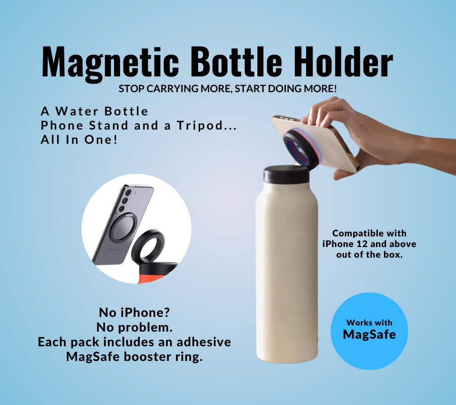 AquaMount™: 24oz (720 ml) Stainless Steel Reusable Water Bottle with MagSafe