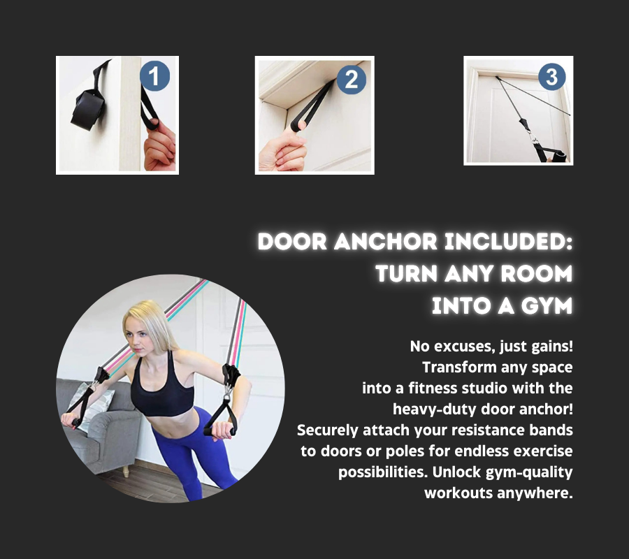 5 in 1 Resistance Bands Set with Handles & Door Anchor – 5 Fitness Bands for Home Workouts, Physical Therapy, Gym