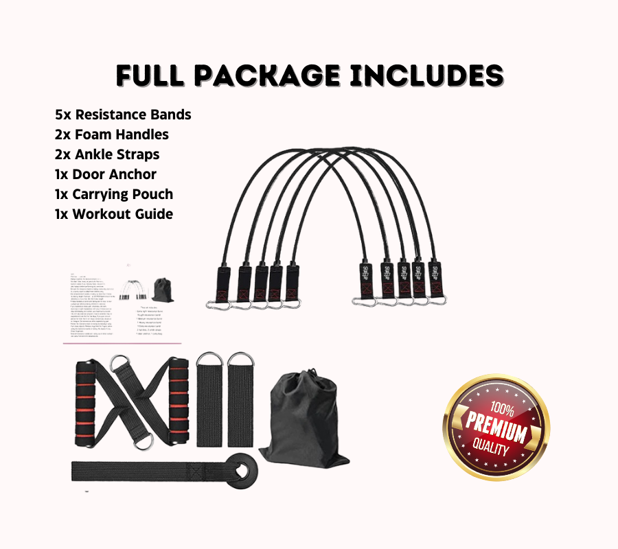 5 in 1 Resistance Bands Set with Handles & Door Anchor – 5 Fitness Bands for Home Workouts, Physical Therapy, Gym