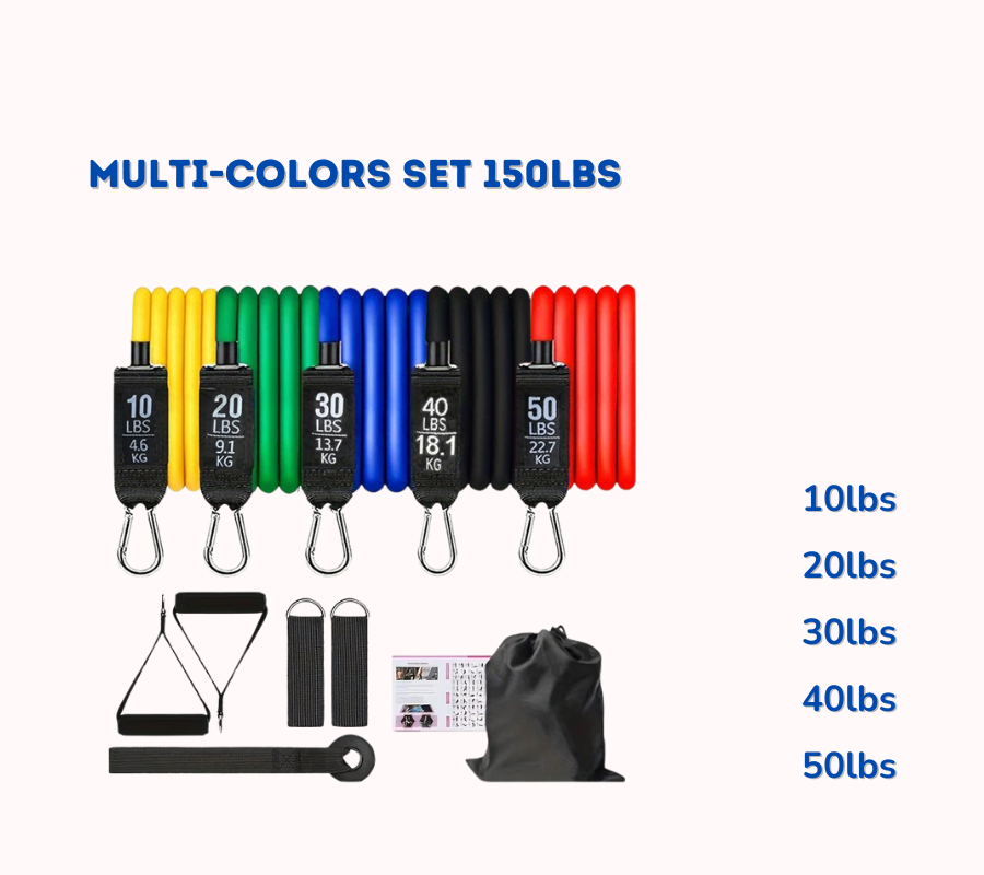 5 in 1 Resistance Bands Set with Handles & Door Anchor – 5 Fitness Bands for Home Workouts, Physical Therapy, Gym